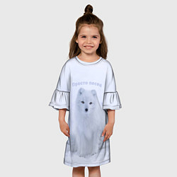 Платье клеш для девочки Просто песец на снегу, цвет: 3D-принт — фото 2