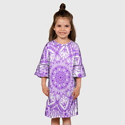 Платье клеш для девочки Фиолетовая мандала, цвет: 3D-принт — фото 2