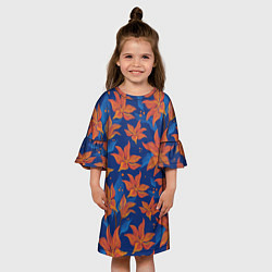 Платье клеш для девочки Осенние абстрактные цветы, цвет: 3D-принт — фото 2