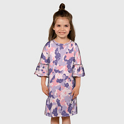 Платье клеш для девочки Цифровой камуфляж - сине-фиолетовый, цвет: 3D-принт — фото 2