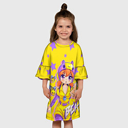 Платье клеш для девочки Беа из Бравл Старс, цвет: 3D-принт — фото 2