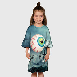 Платье клеш для девочки Глаз - хэллоуин, цвет: 3D-принт — фото 2