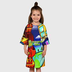 Платье клеш для девочки Geometry dash world, цвет: 3D-принт — фото 2