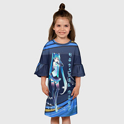 Платье клеш для девочки Хацуне Мику - вокалоид, цвет: 3D-принт — фото 2