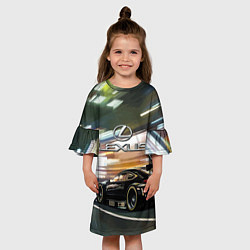 Платье клеш для девочки Lexus - скорость режим, цвет: 3D-принт — фото 2