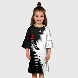 Платье клеш для девочки Mitsubishi - черно-белая абстракция, цвет: 3D-принт — фото 2