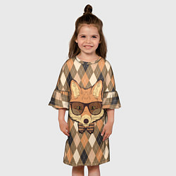 Платье клеш для девочки Лис ученый, цвет: 3D-принт — фото 2