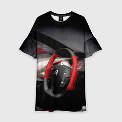 Платье клеш для девочки Ситроен - салон - Steering wheel, цвет: 3D-принт