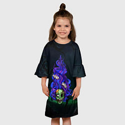 Платье клеш для девочки Зомби - русалка, цвет: 3D-принт — фото 2