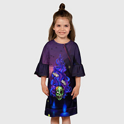 Платье клеш для девочки Мертвая русалка, цвет: 3D-принт — фото 2
