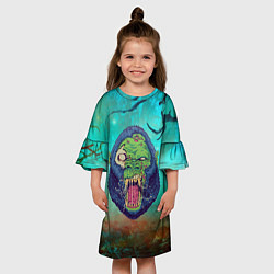 Платье клеш для девочки Горилла - зомби, цвет: 3D-принт — фото 2