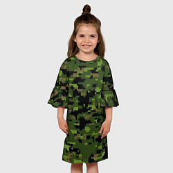 Платье клеш для девочки Камуфляж лесной пиксель, цвет: 3D-принт — фото 2