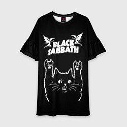 Платье клеш для девочки Black Sabbath рок кот, цвет: 3D-принт