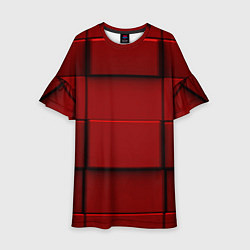 Платье клеш для девочки Абстрактная красные кубики-стена, цвет: 3D-принт