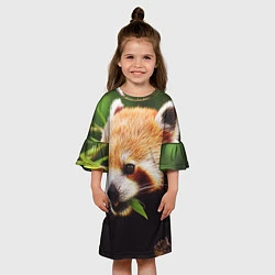 Платье клеш для девочки Красная милая панда, цвет: 3D-принт — фото 2