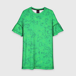 Платье клеш для девочки Мраморный зеленый яркий узор, цвет: 3D-принт
