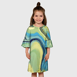 Платье клеш для девочки Сине-зеленый агат, цвет: 3D-принт — фото 2