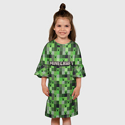 Платье клеш для девочки Minecraft - пиксельные лица, цвет: 3D-принт — фото 2