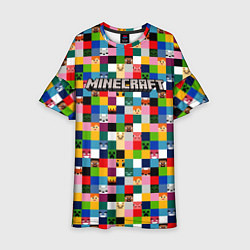 Платье клеш для девочки Minecraft - пиксельные персонажи, цвет: 3D-принт