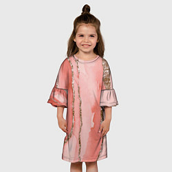 Платье клеш для девочки Розовое золото акварель, цвет: 3D-принт — фото 2