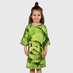 Платье клеш для девочки Свежая капуста, цвет: 3D-принт — фото 2