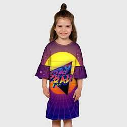 Платье клеш для девочки Retro wave sun, цвет: 3D-принт — фото 2