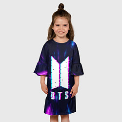 Платье клеш для девочки БТС - Неон - глитч, цвет: 3D-принт — фото 2