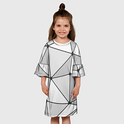 Платье клеш для девочки Геометрические линии на сером фоне, цвет: 3D-принт — фото 2