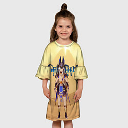 Платье клеш для девочки Сайно в пустыне - Геншин импакт, цвет: 3D-принт — фото 2