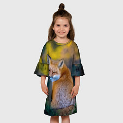 Платье клеш для девочки Лиса подмигивает, цвет: 3D-принт — фото 2