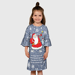 Платье клеш для девочки Дед Мороз шутит, цвет: 3D-принт — фото 2