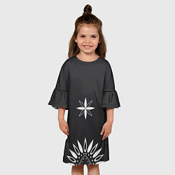 Платье клеш для девочки Черно-белый узор звезда, цвет: 3D-принт — фото 2