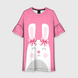 Платье клеш для девочки Миссис кролик, цвет: 3D-принт