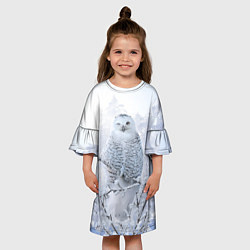 Платье клеш для девочки Сова белая подмигивает, цвет: 3D-принт — фото 2