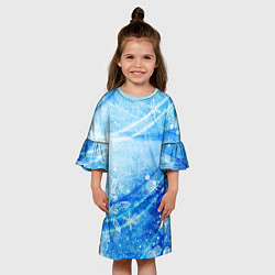 Платье клеш для девочки Новогодний иней, цвет: 3D-принт — фото 2