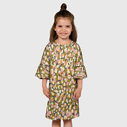 Платье клеш для девочки Оливье салат, абстрактный паттерн, цвет: 3D-принт — фото 2