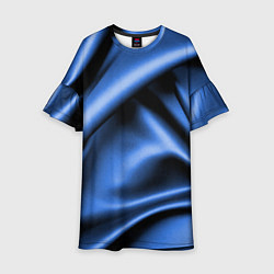 Платье клеш для девочки Складки гладкой синей ткани, цвет: 3D-принт