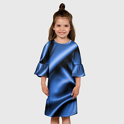 Платье клеш для девочки Складки гладкой синей ткани, цвет: 3D-принт — фото 2