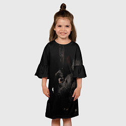 Платье клеш для девочки Чёрный большой кролик, цвет: 3D-принт — фото 2