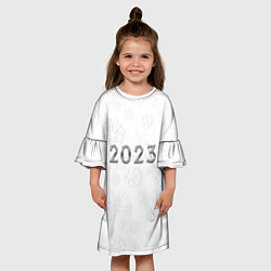 Платье клеш для девочки Новогодние снежинки 2023, цвет: 3D-принт — фото 2