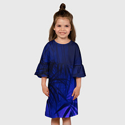 Платье клеш для девочки Пальма в неоновом свете, цвет: 3D-принт — фото 2