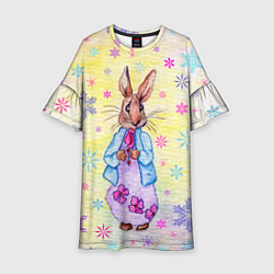 Платье клеш для девочки Винтажный кролик, цвет: 3D-принт