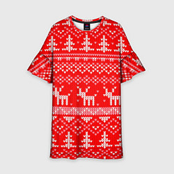 Детское платье Рождественский красный свитер с оленями