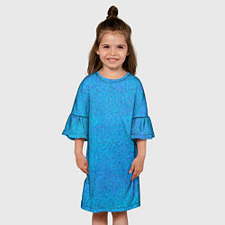 Платье клеш для девочки Текстура лазурный синий, цвет: 3D-принт — фото 2