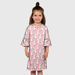 Платье клеш для девочки Зайчики паттерн, цвет: 3D-принт — фото 2
