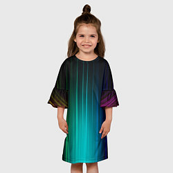 Платье клеш для девочки Радужные неоновые свечения, цвет: 3D-принт — фото 2