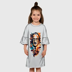 Платье клеш для девочки Сальвадор Дали - поп арт, цвет: 3D-принт — фото 2