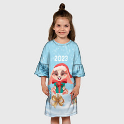 Платье клеш для девочки Зайчик с подарком - 2023, цвет: 3D-принт — фото 2