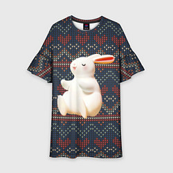 Платье клеш для девочки Большой белый кролик, цвет: 3D-принт