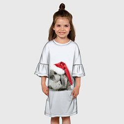 Платье клеш для девочки Рождественский кролик - 2023, цвет: 3D-принт — фото 2